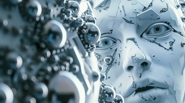 a modern AI sculpture with an alert expression made on the concept of Foucault's panopticism by Michel Foucault from "Discipline and Punish: The Birth of the Prison,"