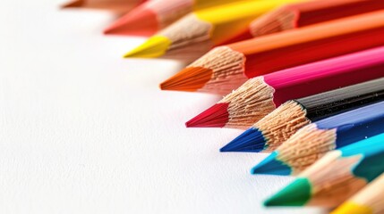 Fototapeta premium Color pencils against a white backdrop