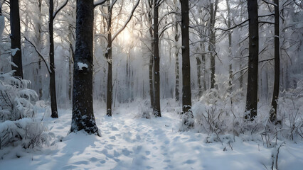 Obraz premium Winter Wonderland in Snowy Forest 