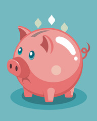 Fototapeta premium An empty piggy bank representing the dwindling savings of families affected by the economic crisis.. Vector illustration