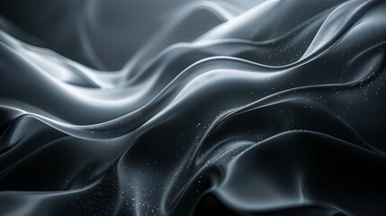 Obraz premium Abstract, flowing, silver and gray, digital, wavy, lines, background.