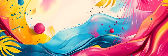 colorful creative summer abstract illistration, colored waves from splashes of paint