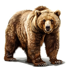 Fototapeta premium Clipart illustration of brown bear on a white background. Suitable for crafting and digital design projects.[A-0002]