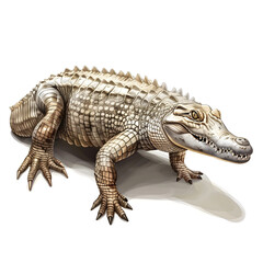 Obraz premium Clipart illustration of crocodile on a white background. Suitable for crafting and digital design projects.[A-0003]