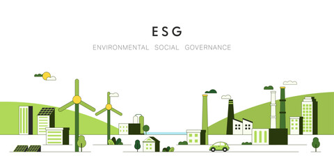 Sustainable of Green ecology and environment concept. ESG as environmental, social and governance concept. Flat Vector illustration.