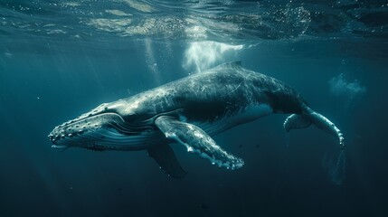 Fototapeta premium Majestic Humpback Whale Underwater