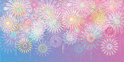 花火　夏祭り　風景　背景	