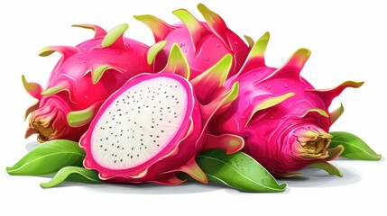 Dragon fruit clipart, isolated on white background