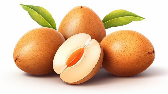 Sapodilla clipart, isolated on white background