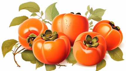 Fototapeta premium Persimmons clipart, isolated on white background
