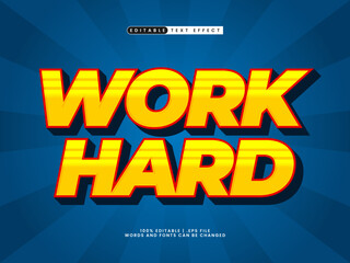 work hard editable text effect in happy and colorful text style