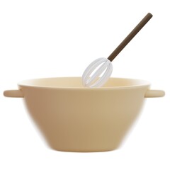 3d icon bowl stir on the white background