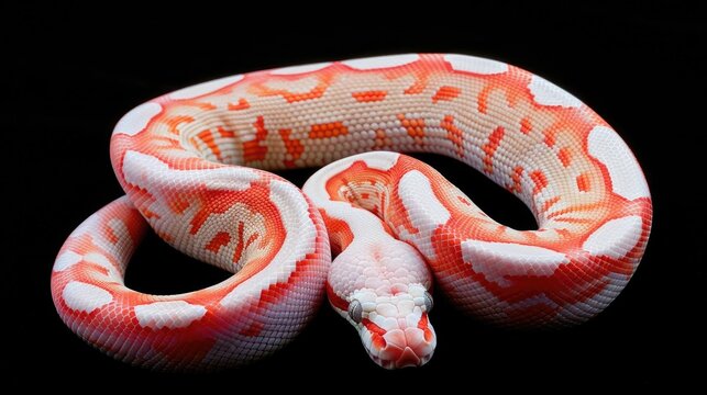 Beautiful albino ball python adorned with striking coral patterns