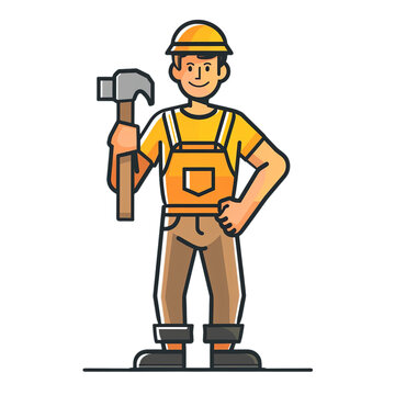 recommend clip art: Man with hammer flat icon