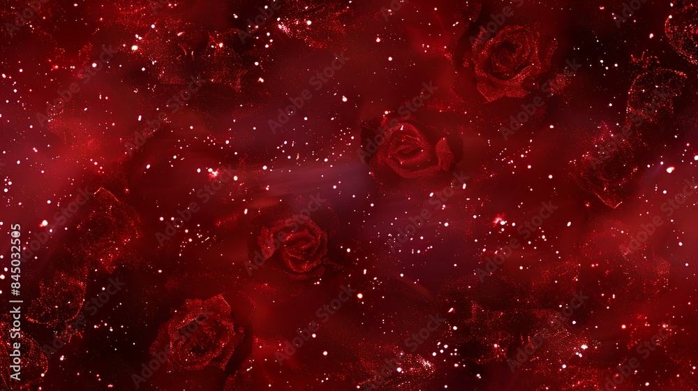 Sticker red rose with stars background