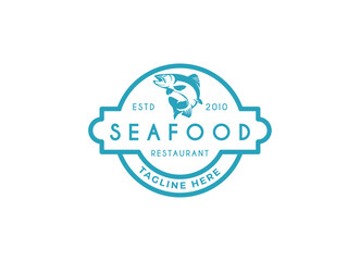Fish seafood restaurant logo design. Fresh fish logo design