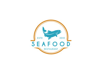 Fish seafood restaurant logo design. Fresh fish logo design