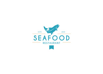 Fototapeta premium Fish seafood restaurant logo design. Fresh fish logo design