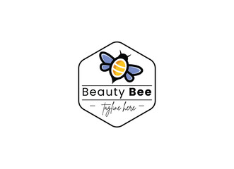 Colorful beauty bee logo design, cute bee logo design illustration