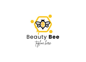 Colorful beauty bee logo design, cute bee logo design illustration