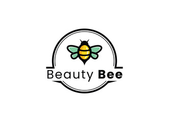 Colorful beauty bee logo design, cute bee logo design illustration