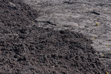 ‘A‘ā lava with Pāhoehoe lava, Mauna Ulu lava flows 1969 to 1974,  Hawaii Volcanoes National Park, Kīlauea
