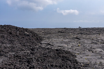 ‘A‘ā lava with Pāhoehoe lava, Mauna Ulu lava flows 1969 to 1974,  Hawaii Volcanoes National...