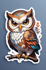 Obraz premium A Cartoon Owl Perched on a Branch