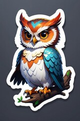 Obraz premium Colorful Owl Perched on Branch