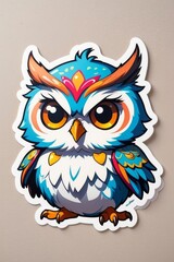 Obraz premium A Colorful Cartoon Illustration of an Owl