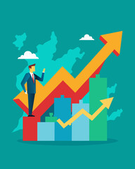As a result of economic stimulus efforts the overall GDP of the country experienced a significant increase signaling a stronger and more prosperous economy.. Vector illustration