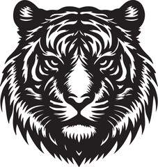 Tiger head silhouette vector art illustration