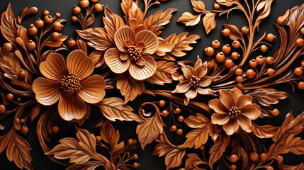 3D floral design on black background, vibrant colors and intricate details, creating a visually stunning and captivating image.