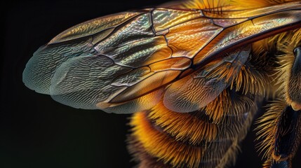 macro view of bee wings generative ai