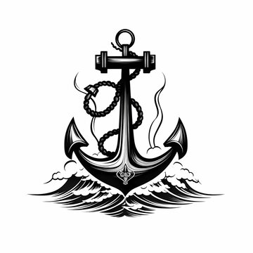 recommend clip art: anchor logo silhouette black and white background