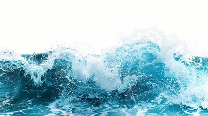 Fototapeta premium Dynamic teal water wave isolated on white background, capturing the essence of fluid motion and high detail in a vibrant splash. 