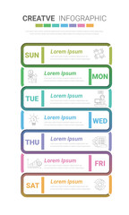weekly planner, Timeline business for 7 day, Presentation business can be used for Business concept with 7 options, steps or processes.