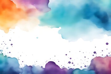 Obraz premium Grunge watercolor border background and texture, white bright tone, space for design. watercolor background