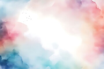Fototapeta premium Grunge watercolor border background and texture, white bright tone, space for design. watercolor background