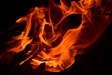 Orange Flames in a Campfire