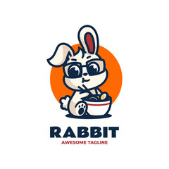 Fototapeta premium Vector Logo Illustration Rabbit Mascot Cartoon Style.