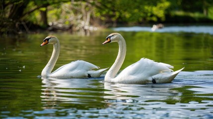 Obraz premium Swans Strolling in Spring