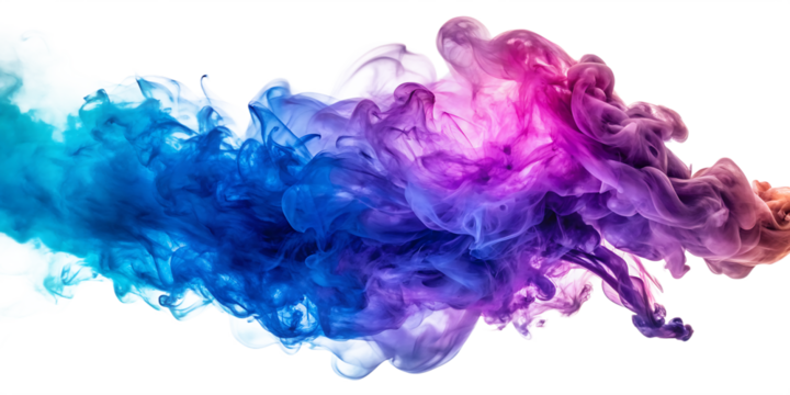 Blue and purple smoke merging isolated on transparent background ai generated 