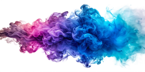 Blue and purple smoke merging isolated on transparent background ai generated 