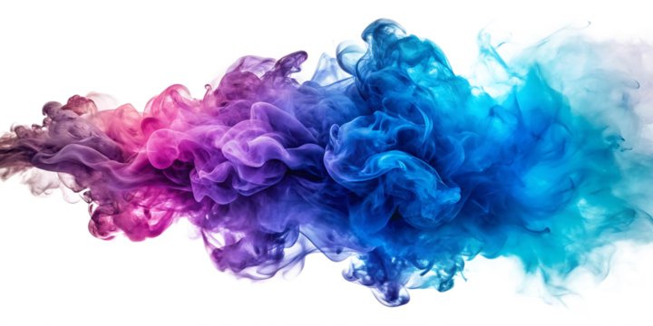 Blue and purple smoke merging isolated on transparent background ai generated 