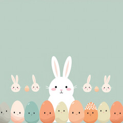 Obraz premium Easter Bunny and Eggs with Cute Faces
