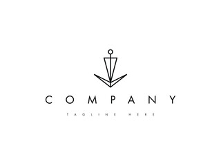 creative anchor line logo design