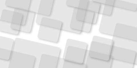 Fototapeta premium Abstract white and grey geometric overlapping square pattern, design of technology background with shadow. Cover or splash template photograph composition. Photograph composition. 