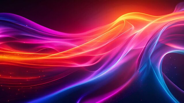 A digital painting of a colorful, abstract landscape with vibrant colors and a sense of movement.