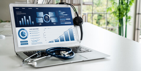 Business data dashboard provide business intelligence analytic for marketing strategy planning snugly with big data set to analyze customer demands and foreseeing business future